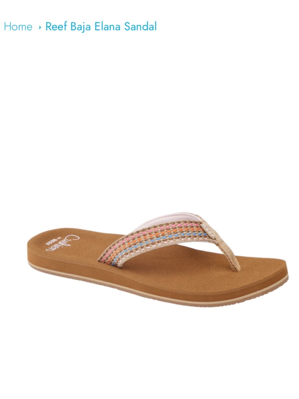 Reef Multicolor Woven Strap Flip Flop with Tan Footbed